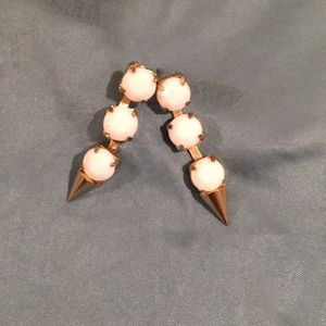 Matte white and gold dangle earrings